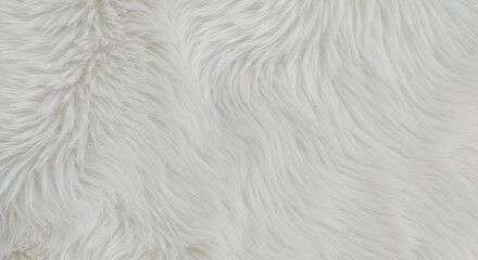 Close-up view of a soft, luxurious white faux fur texture. Ideal for showcasing fabrics, fashion, and interior design projects.