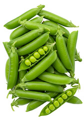 Isolated Green Pea Pods And Peas Realistic Photo With Transparent Background