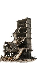 Realistic 3D Render Of A Destroyed Building On Transparent Background