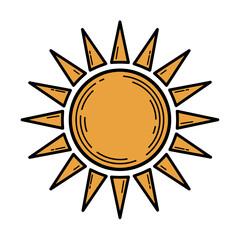 Hand-Drawn Retro Nature Icon Sun