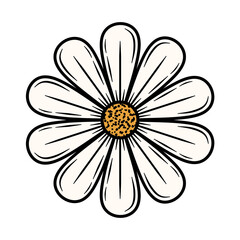 Hand-Drawn Retro Nature Icon Flowers