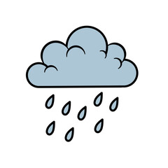  Hand-Drawn Retro Nature Icon Cloud rain