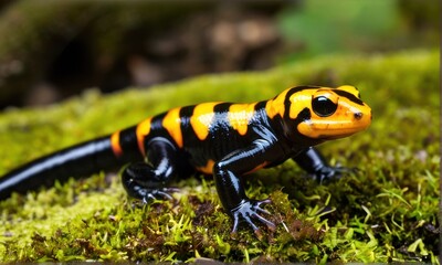 Fototapeta premium Vibrant Salamander on Green Moss