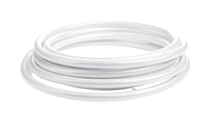 3D render of a coiled white wire or cable, isolated on a white background