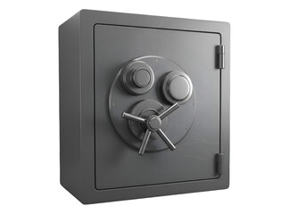 Isolated Metallic Safe with Silver Accents and Transparent Background
