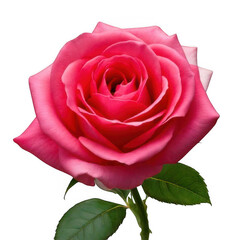 Valentine’s rose flower, isolated white and transparent background.