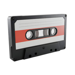 Obraz premium Realistic 3D Illustration of a Classic Cassette Tape with Red and White Accents