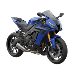 Realistic Blue Sport Motorcycle Isolated Against Transparent Background