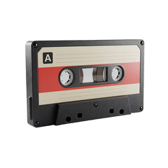Obraz premium Realistic 3D Render Of A Black And Red Cassette Tape On Transparent Background