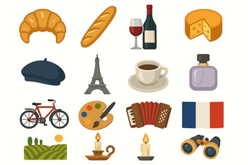 French culture: iconic symbols of france including food, wine, and art