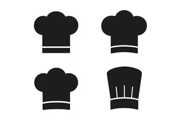 Set of four chef hat icons in various styles