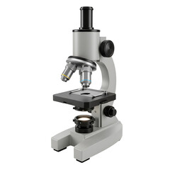 Realistic 3D Render of Isolated Microscope on Transparent Background