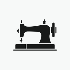 Sewing machine. Black silhouette for cutting, illustration on white background. Equipment.