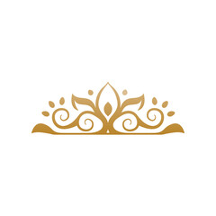 Vintage Gold Crown Ornament Logo Design