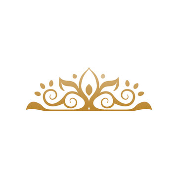 Vintage Gold Crown Ornament Logo Design