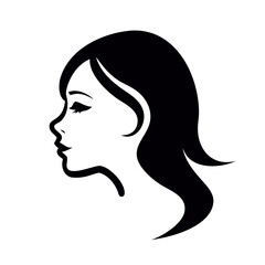 beautiful woman face side view silhouette vector icon on white background