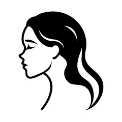 beautiful woman face side view silhouette vector icon on white background