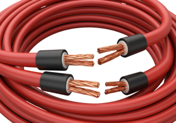 Isolated Red Electric Cable Illustration on Transparent Background