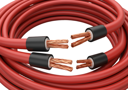 Isolated Red Electric Cable Illustration on Transparent Background