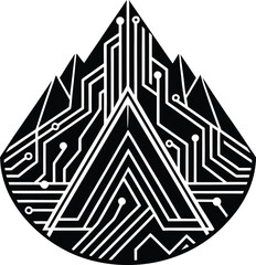 Majestic Mountain Range Landscape Vector
