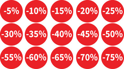 5 TO 70,Boost sales with vibrant red discount stickers for promotions and 