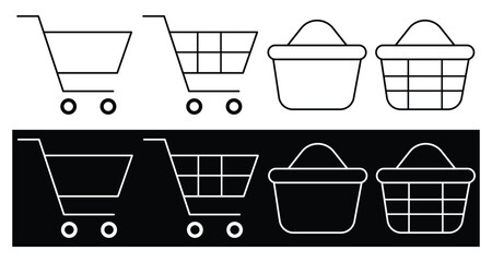 shopping basket icon, Trolley icon vector silhouette vector illustration.