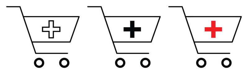 Add to cart in flat version icon vector set. vector illustration.