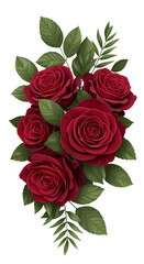 Fototapeta premium Realistic Isolated Red Rose Bouquet on Transparent Background Illustration