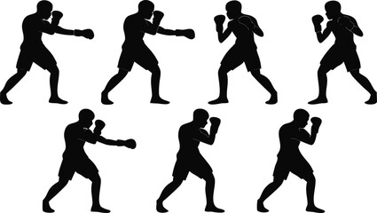 Martial Arts Fighter Silhouettes - Boxing & Kickboxing Poses