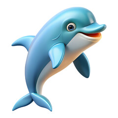 Obraz premium Stylized blue dolphin leaping mid jump animation