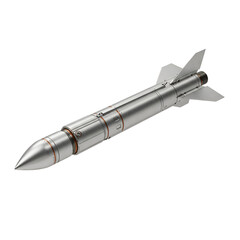 Realistic Render Of Silver Missile Isolated On A Transparent Background