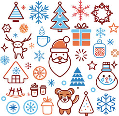 Festive Christmas Holiday Icons and Doodles Collection