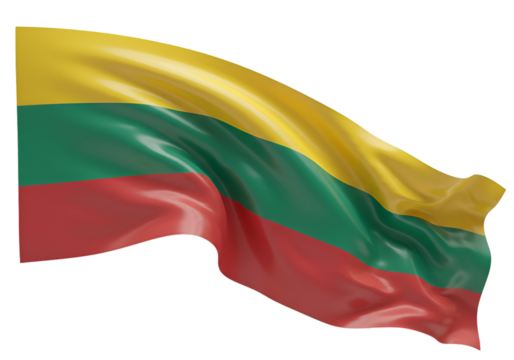 Lithuanian Flag Waving Against Transparent Background 3D Illustration