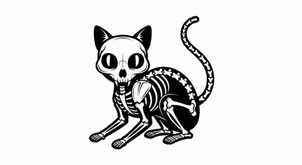 Spooky skeletal cat ready for Halloween fun and frights