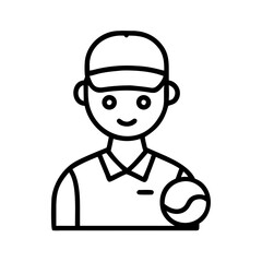 Obraz premium Tennis player holding ball outline icon