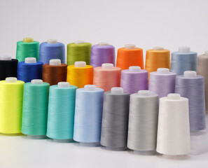 Colorful spools of thread used in making clothes