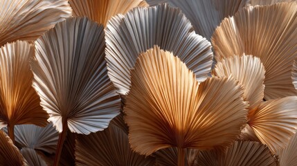 Dried Palm Leaves Texture Background: Beige and Brown Tones