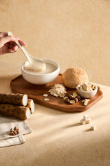 Nutritional products made from various Chinese grains, yam, medicinal herbs, hericium erinaceus and other medicinal herbs © wei