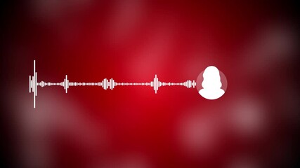 Virtual woman character interview voice animation voice recording and podcast mic microphone button icon animation video. music equalizer signal chart voice symbol video element content. 4k video