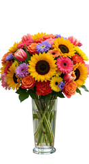 Obraz premium Vibrant Floral Bouquet With Sunflowers And Mixed Flowers On Transparent Background