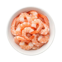 Bowl of shrimp isolated on transparent background