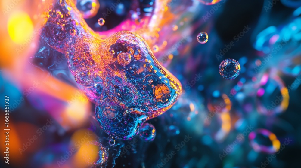 Canvas Prints a stunning abstract representation of vibrant bubbles and colorful lights. this image captures the b