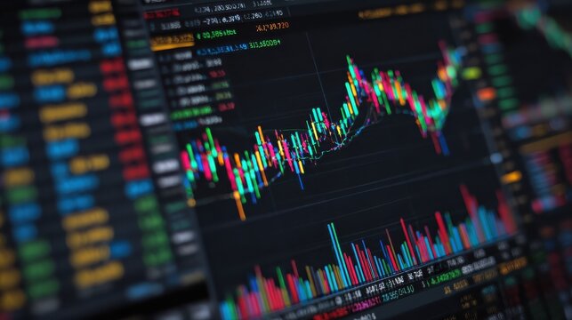 crypto stock exchange online trading tickers numbers figures volatility shares price orders digital data on cryptocurrency trade financial market platform board computer screen closeup background no 