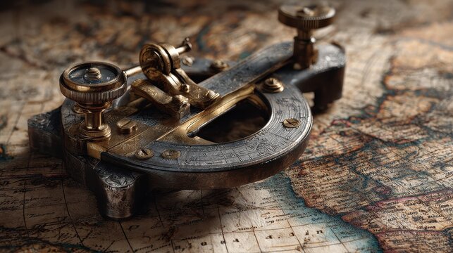 sextant on an old map no logos no brands ar 169