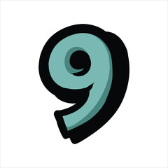 Number 9 cartoon vector illustration