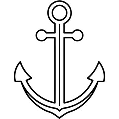 Minimal anchor icon line art vector illustration 