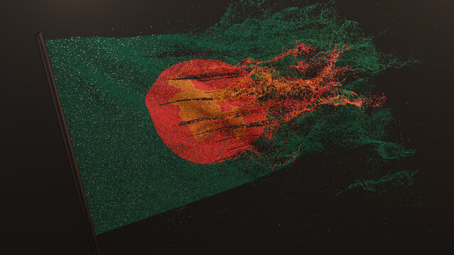 Particle flag of Bangladesh. The People's Republic of Bangladesh flag