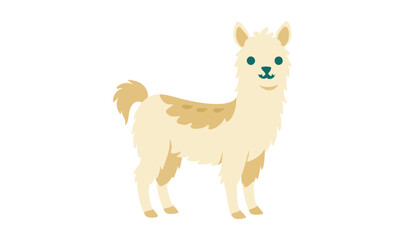 Cute cartoon llama with tan spots and teal eyes on white background alpaca animal