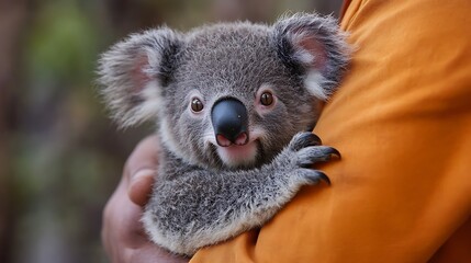 Naklejka premium Baby koala which was rescued from the bush fires