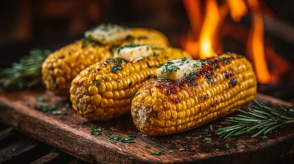Grilled Corn on the Cob with Butter and Herbs